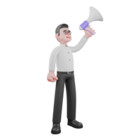 Cartoon Movie Director. A male producer stands with his left hand holding the loudspeaker up and his right hand clenched. Producer Style png