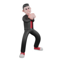 Cartoon Dance Choreographer. A male choreographer stands while stretching his arm muscles. 3D Dancer png