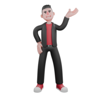 Choreographer Character in 3D Design. a male choreographer stands with one hand on his waist with an explanatory expression. Dance Performer png