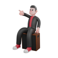 3D Cartoon Dance Performer. a male choreographer sits on the loudspeaker with his hand pointing in a certain direction. Choreographer Design png
