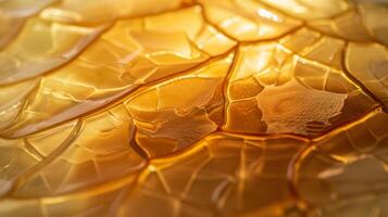 Intricate golden texture resembling cracked glass, showcasing warm, reflective surfaces, ideal for backgrounds, luxury themes, and artistic displays photo