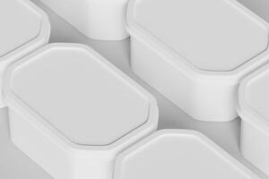 More Tin box for food, ice cream container packaging isolated on gray background 3D rendering illustration photo
