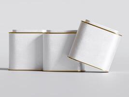 Three white boxes with gold trim on a white background photo
