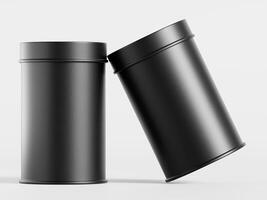 Two black metal containers on a white background photo
