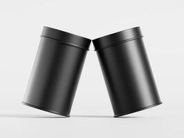 Two black metal containers on a white background photo