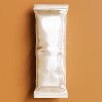 A white wrapper with a white wrapper on a brown background photo