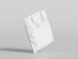 White shopping bag mockup on grey background photo