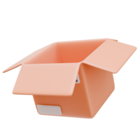 3D Icon Open Cardboard Delivery Box with Tape. Delivery Shopping Concept. 3D Illustration Design Web Mobile App png