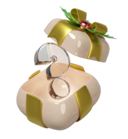 3d transparent question mark symbol icon with open gift box isolated. FAQ or frequently asked questions, merry christmas and festive new year concept, 3d illustration render png