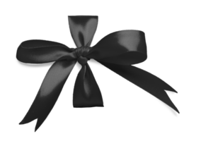 Black Silk Ribbon Tied in a Bow Ready for Your Present. Transparent . png