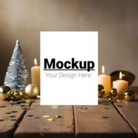 New Year Background with Greeting Card Displayed on a Table psd
