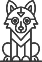 simple line drawing of a wolf sitting with its legs crossed vector