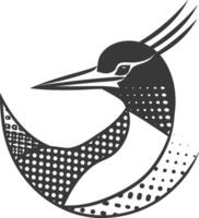 stylized black and white bird with a dotted pattern vector