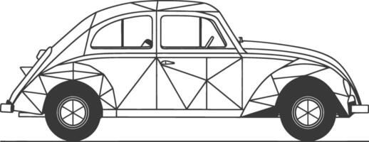 vintage car drawn with geometric shapes vector
