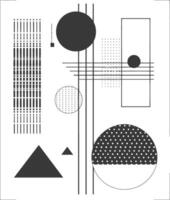 Abstract geometric shapes in black and white vector