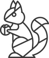 stylized black and white outline illustration of a squirrel holding a nut vector