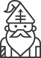 wise and experienced wizard with a long beard and a hat vector