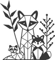 Geometric animal friends in a forest setting vector