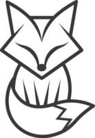 simple line drawing of a fox It is sitting with its tail wrapped around its body vector