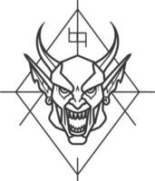 Demonic face with horns and a geometric pattern vector