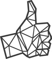thumbs up gesture rendered in a geometric style vector