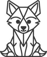 geometrically designed fox sitting with a simple and cute expression vector