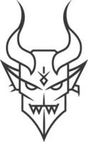simple line drawing of a devil head vector