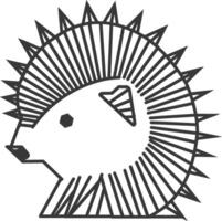 stylized hedgehog with sharp triangular quills created using bold black lines against a white back vector