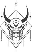 Demonic face in a geometric frame vector
