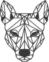 geometric wolf head with sharp intense eyes vector