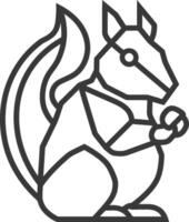 line drawing of a squirrel holding a nut vector