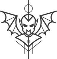minimalist line drawing of a vampire with wings vector
