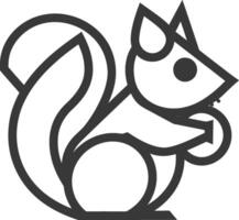 minimalist line drawing of a squirrel holding a nut vector
