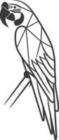 parrot with geometrically shaped feathers perched on a branch vector