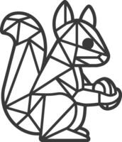 geometric squirrel holds a nut in its paw vector