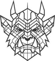 geometric illustration of a snarling beast vector
