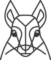 geometric line drawing of a kangaroo head vector