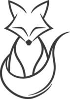 simple line drawing of a fox curled up The fox is looking at the viewer vector