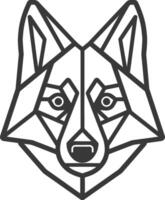 geometric wolf head with sharp angles and a bold black outline capturing its predatory essence vector
