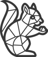 geometric squirrel holding a nut vector