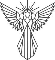 geometric line drawing of an angel with wings outstretched vector