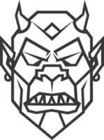 geometric illustration of a menacing creature with horns vector