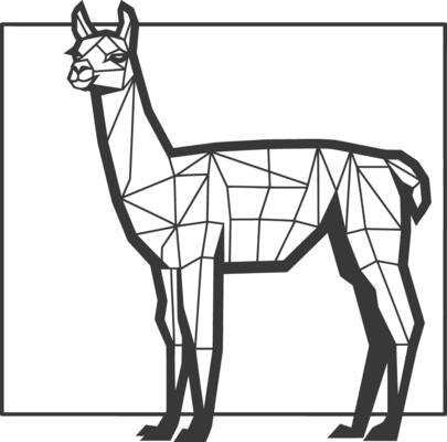 geometric llama in black and white