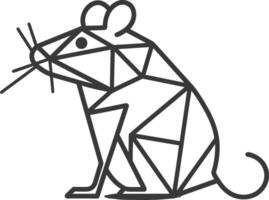 geometric mouse sits with its tail curled vector