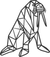 geometric walrus with large tusks vector