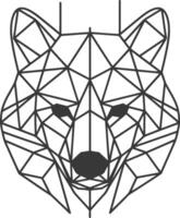 geometric wolf head stares intensely forward vector