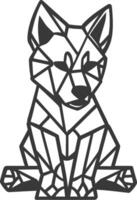Geometrically Designed Canine Sitting with its Paws Crossed vector