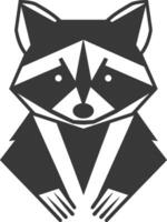 black and white geometric illustration of a raccoon vector