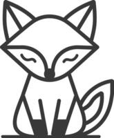 Simple Line Drawing Of A Cute Fox Sitting With Its Eyes Closed vector