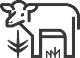 cow grazing in a field of grass vector